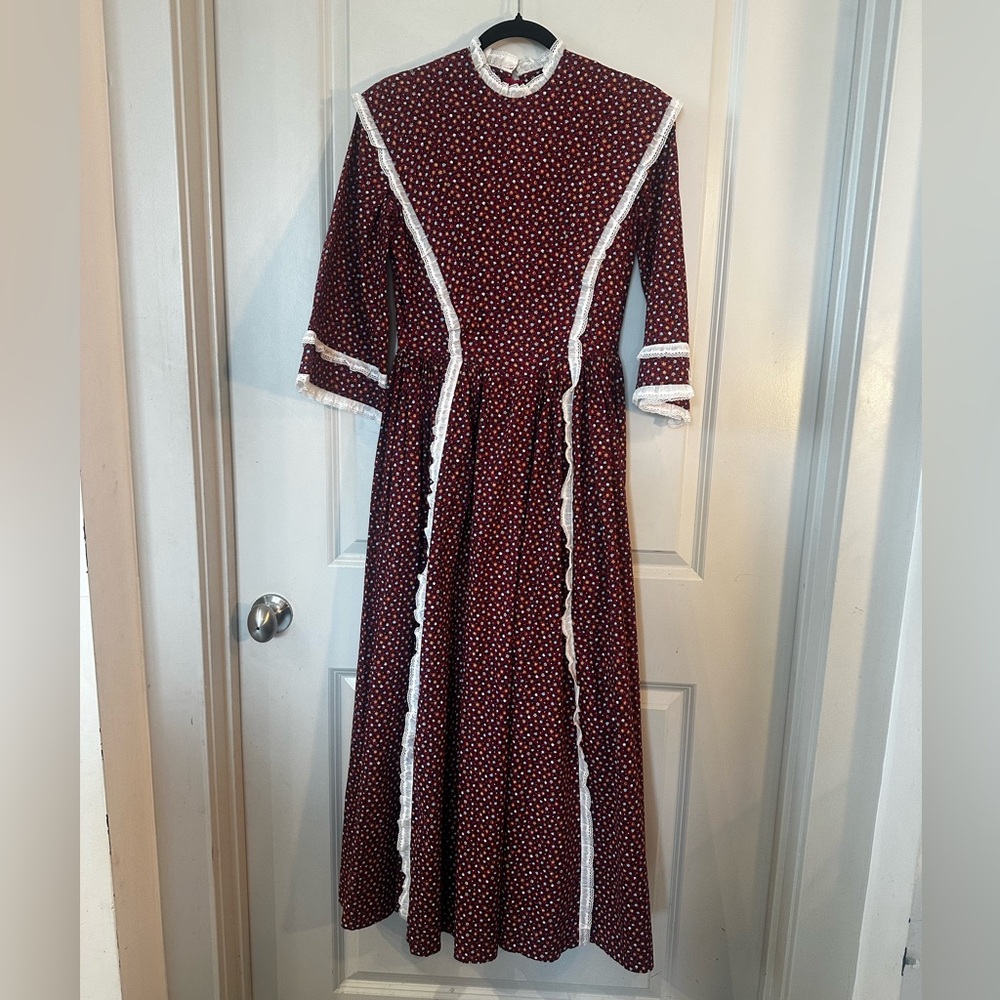 Vintage Homemade Gunne Sax Inspired Cottage Core Prairie Micro Floral Maxi Dress